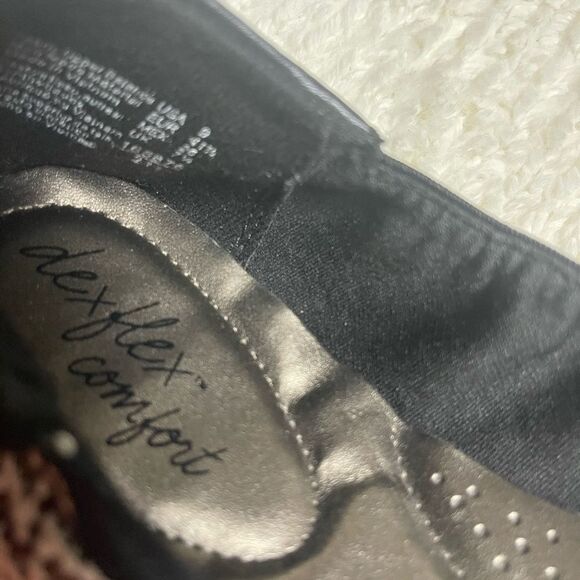 Dexflex comfort fabric woven black & white ballerina flats with bow accent SZ9 - Picture 8 of 10